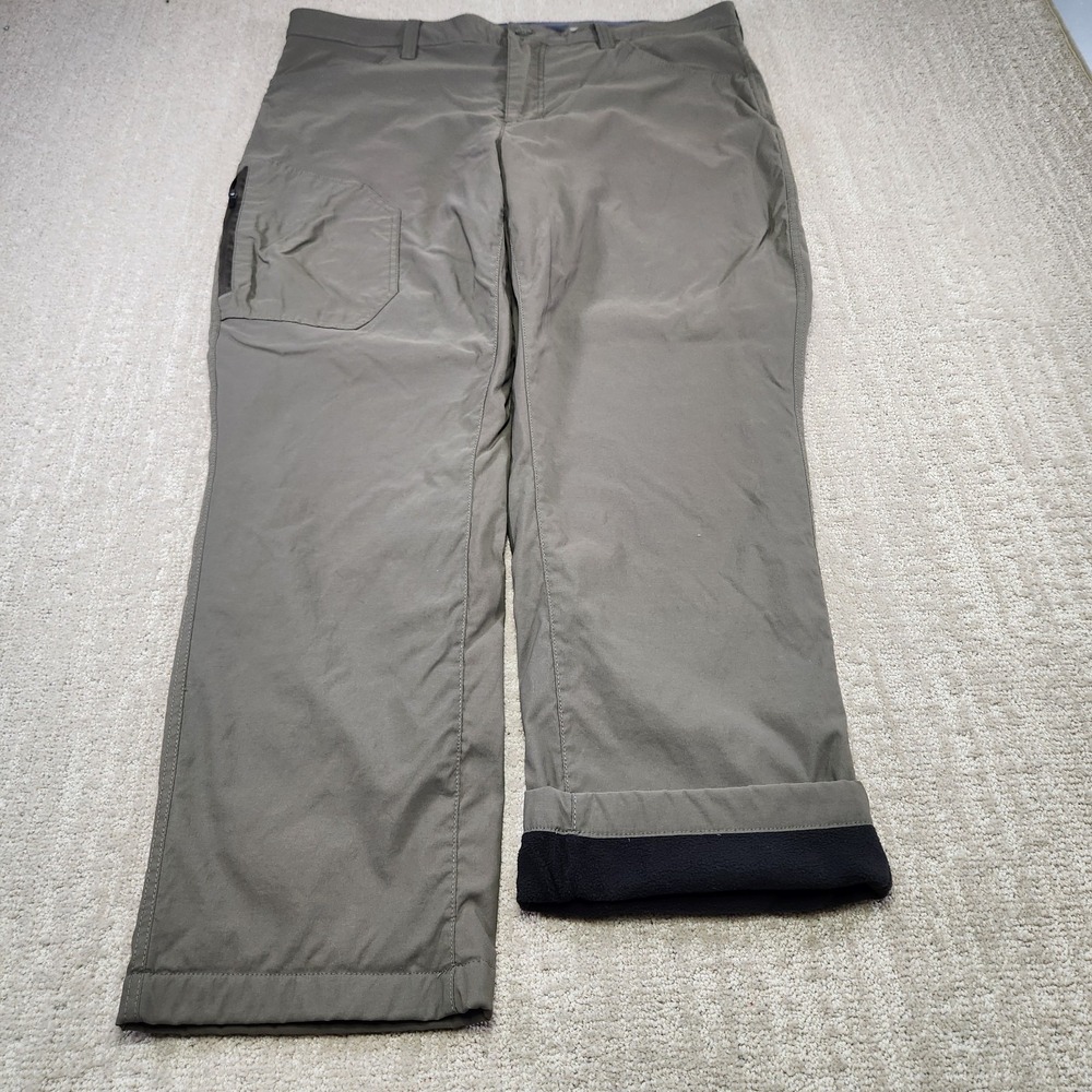 Eddie Bauer Fleece Lined Pants Men 40x30 Rainier Cargo Green Water Repellent